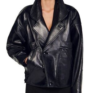 SANDRO CLEM OVERSIZED LEATHER JACKET -NWT